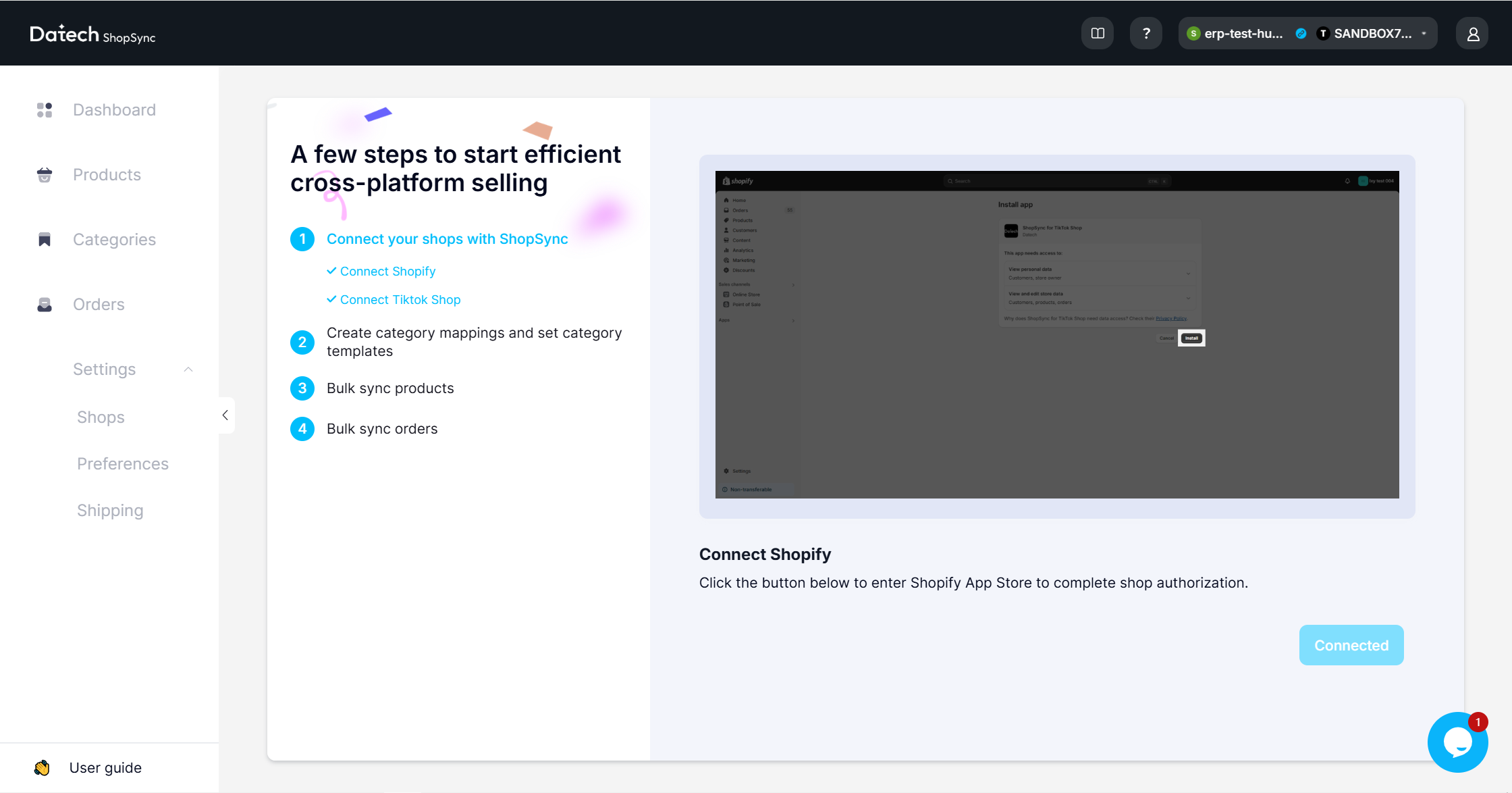 ShopSync onboarding step